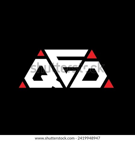 QED triangle letter logo design with triangle shape. QED triangle logo design monogram. QED triangle vector logo template with red color. QED triangular logo Simple, Elegant, and Luxurious design.