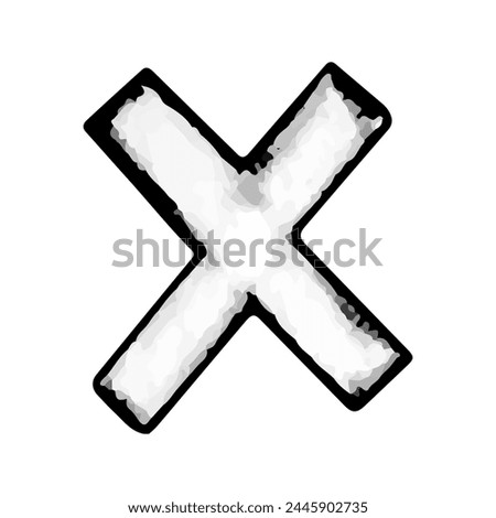 Multiplication sign icon in doodle style. Hand made sketch multiplication sign. Clipart. Isolated black element on white background.	 	 