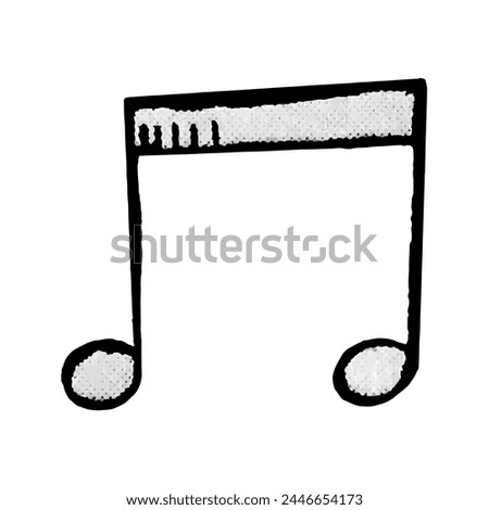 The musical note in doodle style. Hand made sketch the musical note. Clipart. Isolated black element on white background.  