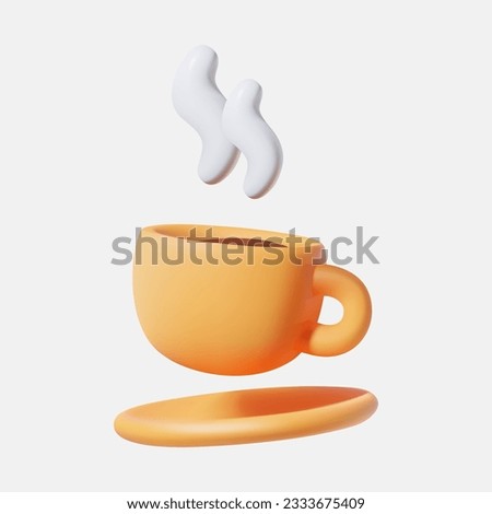 Cup of hot coffee 3d illustration, rendering, icon isolated.