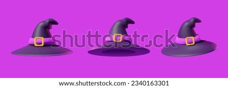 Set of witch or wizard hats in three different angles.