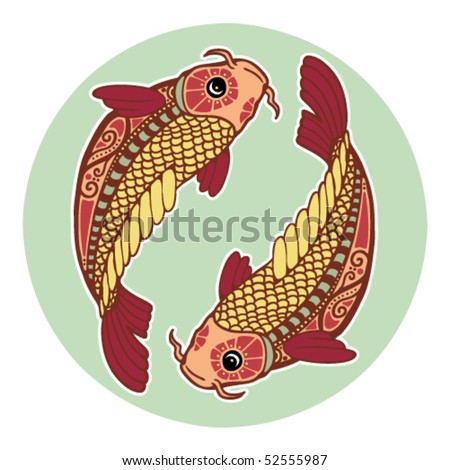 Zodiac Signs - Pisces (Colored) Stock Vector Illustration 52555987 ...