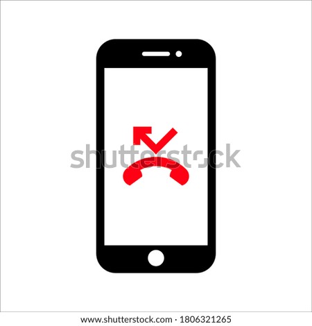 missed call icon for web and mobile on white background