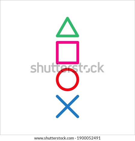 playstation glitch cross triangle square circle design game symbols icons on white background