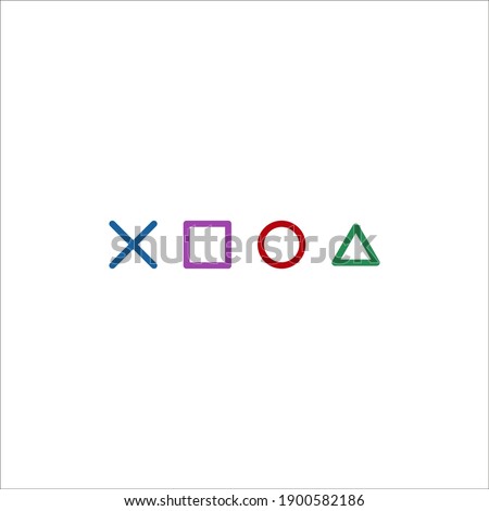 playstation glitch cross triangle square circle design game symbols icons on white background