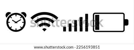 Status bar. Time, signal, wifi, battery icon. Vector Illustration on white background.