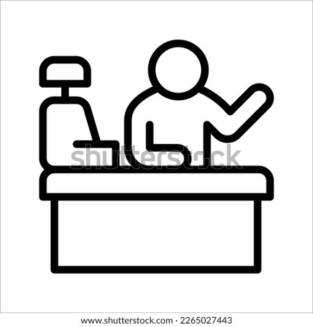 Cashbox line icon. Counter cash register payment. Cashier concept. Vector illustration on white background