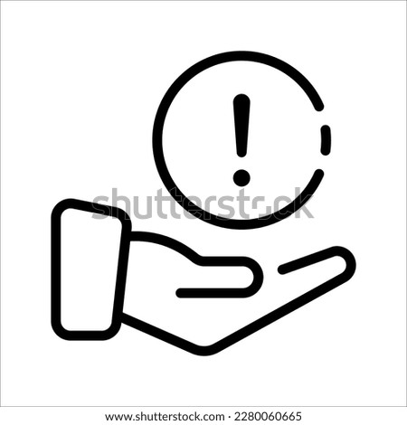 vector icon of disclaimer symbol triangle, hand, circle with exclamation mark. vector illustration on white background