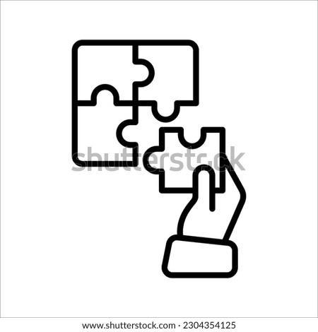 Simple solutions concept, compatibility line icon, assemble puzzle pieces, solving problem. vector illustration on white background