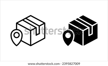Parcel delivery location vector icon. Box and map pin filled flat sign for mobile concept and web design. vector illustration on white background