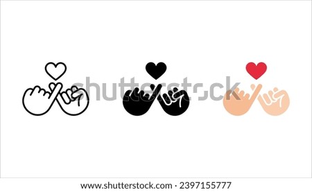 Pinky swear, or pinky promise thin line icon set, vector illustration on white background