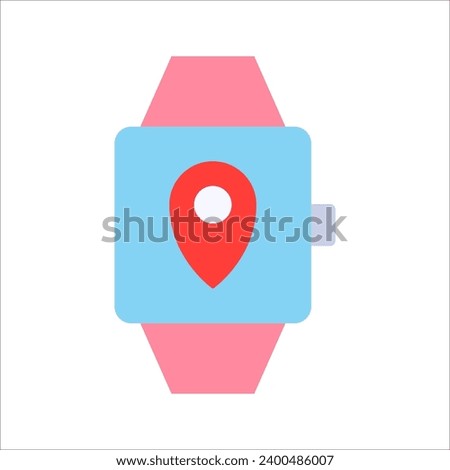 smartwatch with gps pin icon, vector illustration on white background