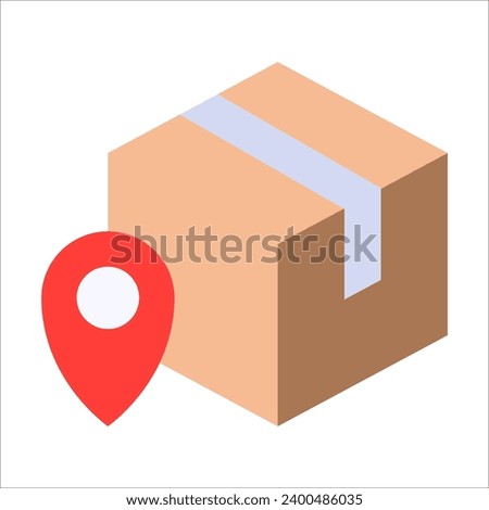 Parcel delivery location vector icon. Box and map pin filled flat sign for mobile concept and web design. vector illustration on white background
