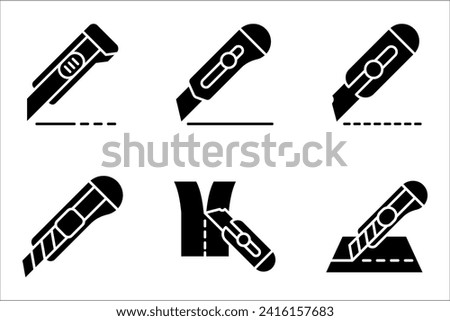 Cutter knife, Cutter icon set for website design. vector illustration on white background