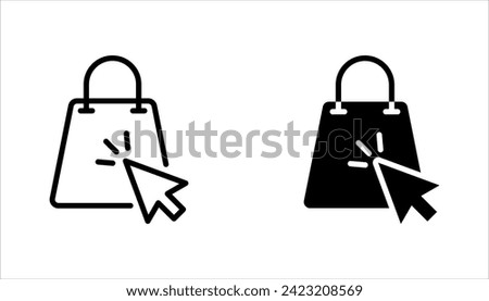 Shopping online, click and collect. Thin line icon set. vector illustration on white background