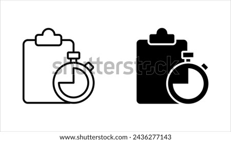 Fast services icon set, check list and stopwatch, to do plan, project management, vector illustration on white background