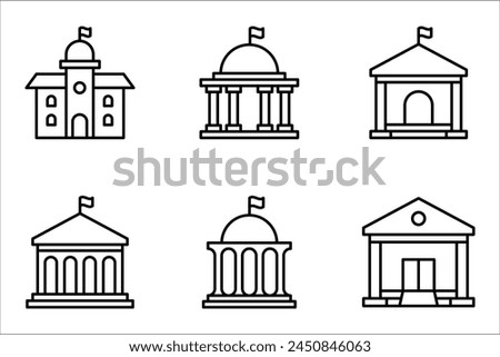 City hall building line icon set, outline vector sign, linear style pictogram, vector illustration on white background.