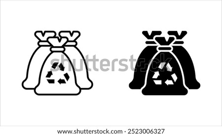 Trash bag outline icon collection or set. Trash bag Thin vector line art, vector illustration on white background