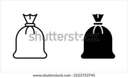 Trash bag outline icon collection or set. Trash bag Thin vector line art, vector illustration on white background