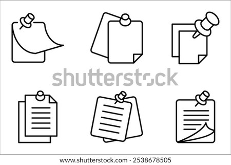 sticky notes icon set. Thin linear sticky notes vector illustration on white background