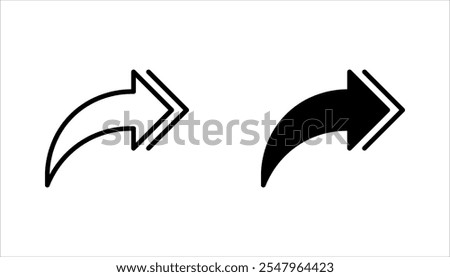 Double right arrow linear icon set. Symbolize fast forward, skip or next vector illustration on white background