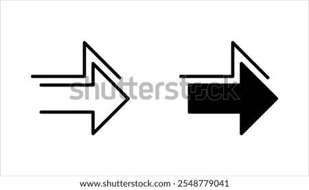 Double right arrow linear icon set. Symbolize fast forward, skip or next vector illustration on white background