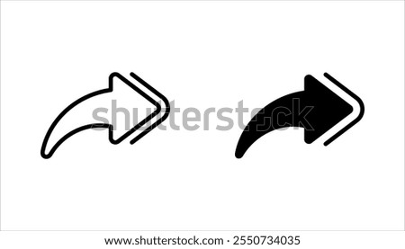 Double right arrow linear icon set. Symbolize fast forward, skip or next vector illustration on white background