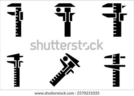 Vernier Caliper icon set. Measuring and marking tools vector illustration on white background