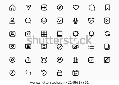 Social Media User Interface Outline Icon Set