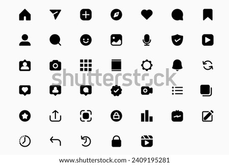 Social Media Icons Set, User Interface vector icon set