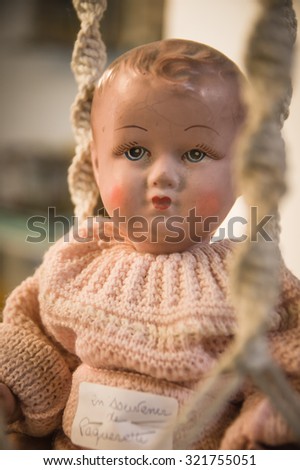 Isle sur la Sorgue, France - September 2015 - Private old dolls collection in a museum. France, 2015