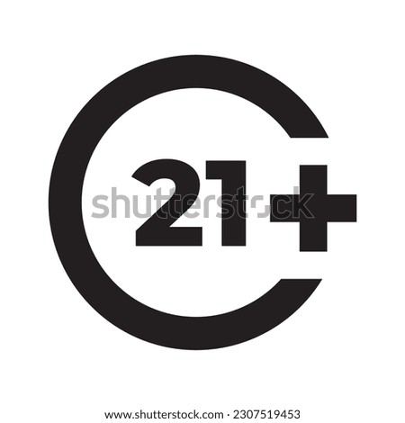 Vector twenty one 21 plus icon symbol illustration design template black isolated on white
