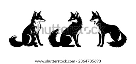 Vector set fox silhouette, on white background, isolated, fox logo icon symbol illustration black color	

