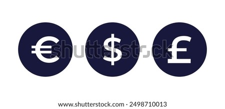 Vector Money exchange simple icon. currency sign. Dollar and Pound Cash transfer symbol. Pound to dollar to euro transfer exchange icon isolated on white USD GBP EUR