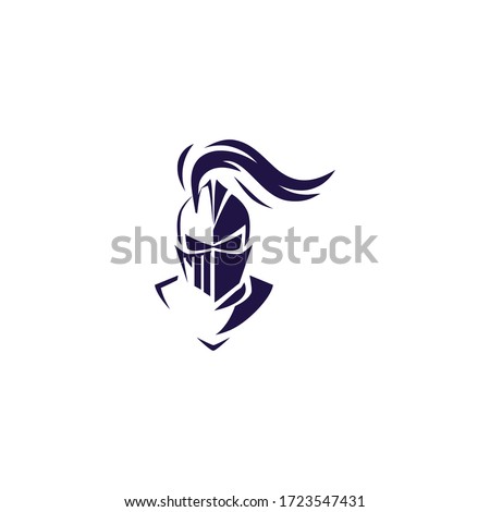 knight helmet logo icon design a simple line art style 