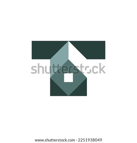 Modern and Flat letter T house building construction logo