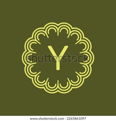 initial letter Y floral alphabet circle emblem badge logo