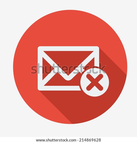 Single flat icon with long shadow for web applications, email icons design. Envelope with close sign. Vector illustration. Social networking & communication. Easy paste to any background