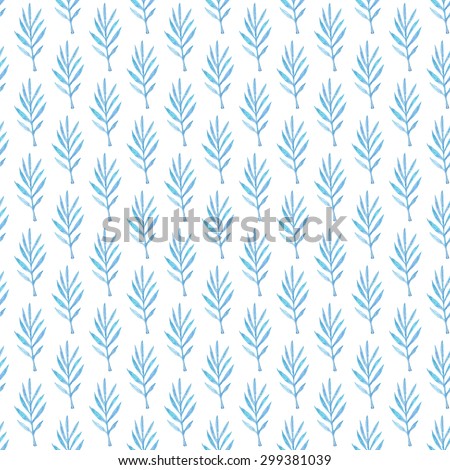 Palm branch. Seamless pattern with leaves. Hand-drawn original background. Real watercolor drawing. Hand-drawn element useful for invitations, scrapbooking,design.