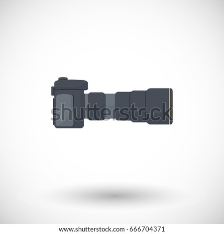 Photo camera flat vector icon, flat design of travel, hobby and photo shooting object with round shadow isolated on the white background, vector illustration