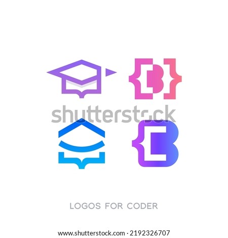 these logos are curly bracket logos combined with house, letter B, etc. for digital companies especially coders. The style of these logos is simple, minimalist, modern, abstract.