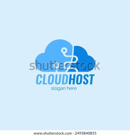 Simple Blue Cloud Host Logo Design