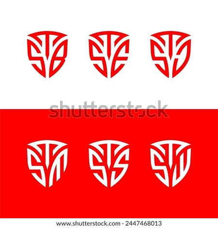 Letter TSS TSE Shield Lettermark Logo Set.