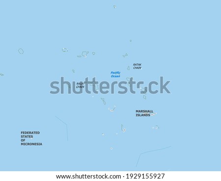 Map of Marshall Islands. Map is drawn in high detail and for clarity shows only major cities. Country is drawn with neighboring countries.