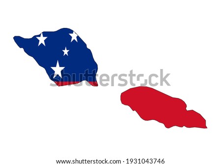 Flat vector map of Samoa filled with the flag of the country, isolated on white background. Vector illustration suitable for digital editing and prints of all sizes.