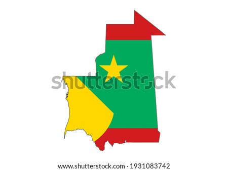 Flat vector map of Mauritania filled with the flag of the country, isolated on white background. Vector illustration suitable for digital editing and prints of all sizes. Zdjęcia stock © 