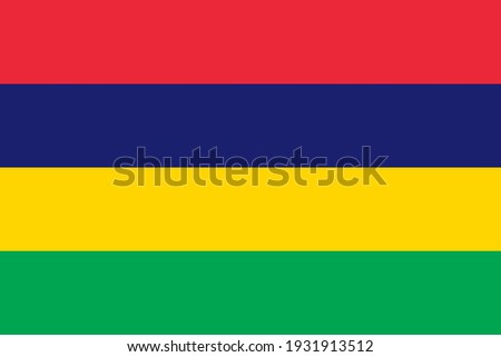 Vector flag of Mauritius. Accurate dimensions and official colors. Symbol of patriotism and freedom. This file is suitable for digital editing and printing of any size.