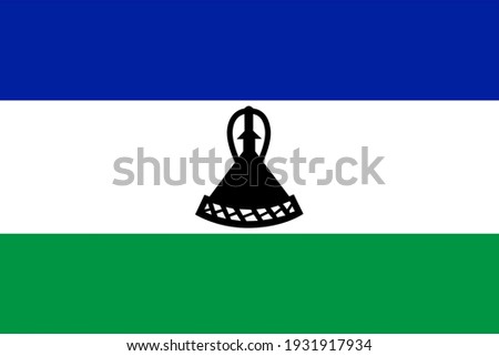 Vector flag of Lesotho. Accurate dimensions and official colors. Symbol of patriotism and freedom. This file is suitable for digital editing and printing of any size.