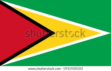 Vector flag of Guyana. Accurate dimensions and official colors. Symbol of patriotism and freedom. This file is suitable for digital editing and printing of any size.