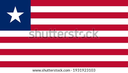 Vector flag of Liberia. Accurate dimensions and official colors. Symbol of patriotism and freedom. This file is suitable for digital editing and printing of any size.